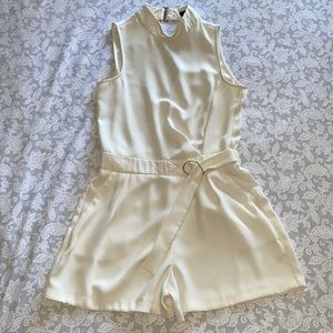 Topshop cream colored mock neck romper size 6